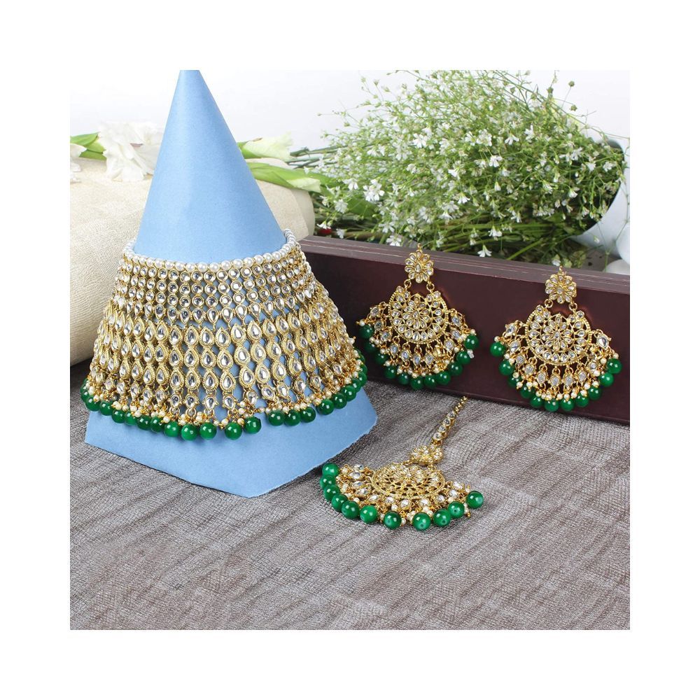 Shining Diva Fashion Latest Stylish Kundan Choker Wedding Party Traditional Bridal Necklace Jewellery Set for Women