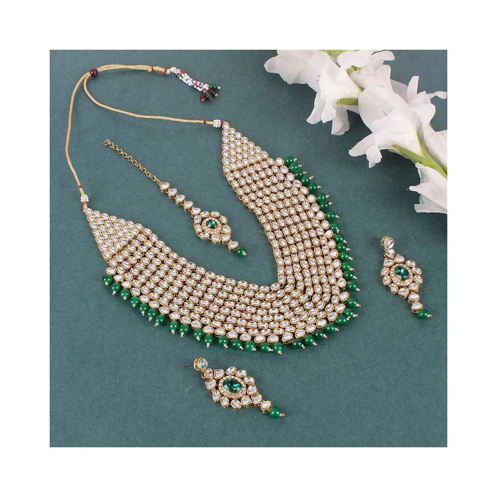 Shining Diva Fashion Latest Stylish Kundan Pearl Traditional Necklace Jewellery Set for Women