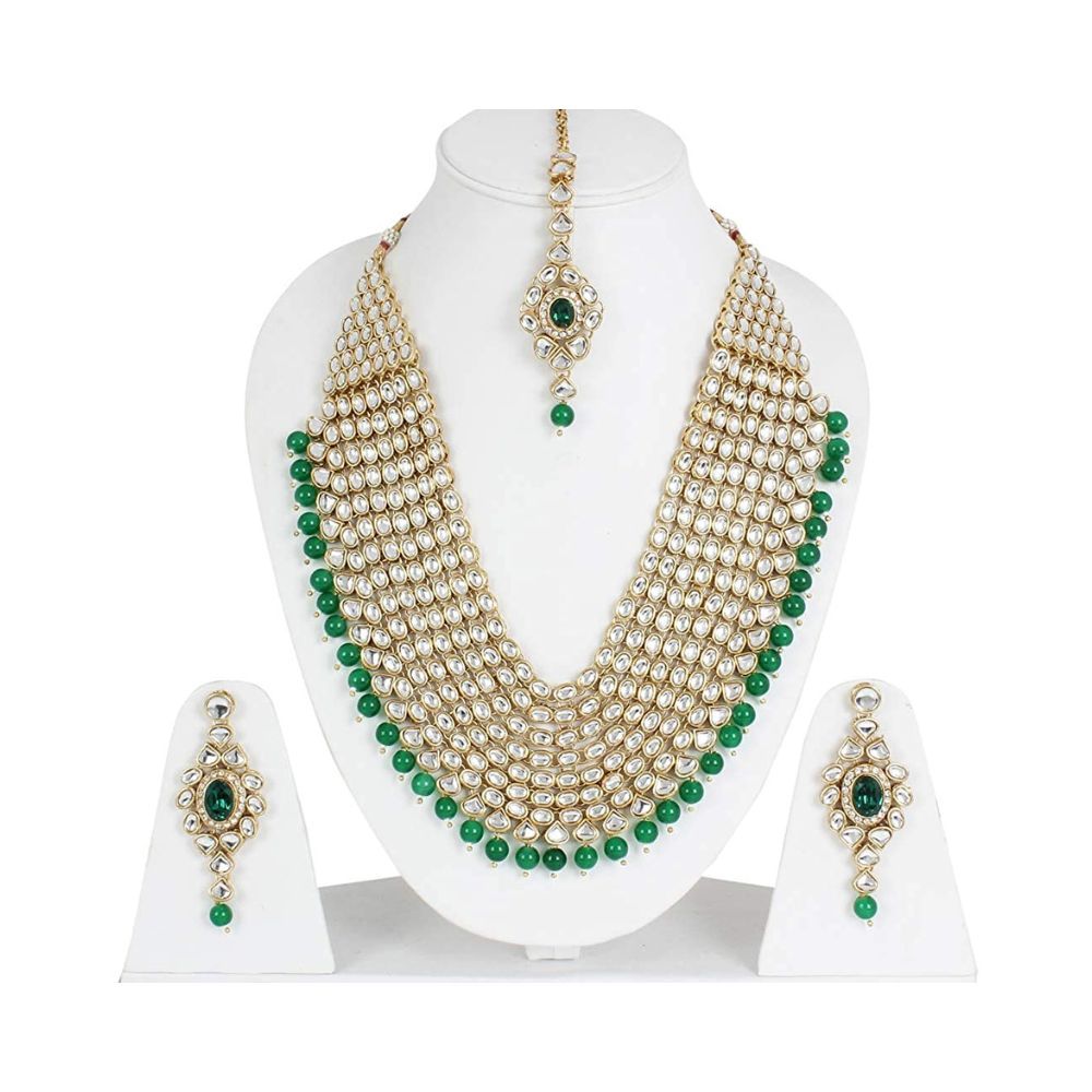 Shining Diva Fashion Latest Stylish Kundan Pearl Traditional Necklace Jewellery Set for Women