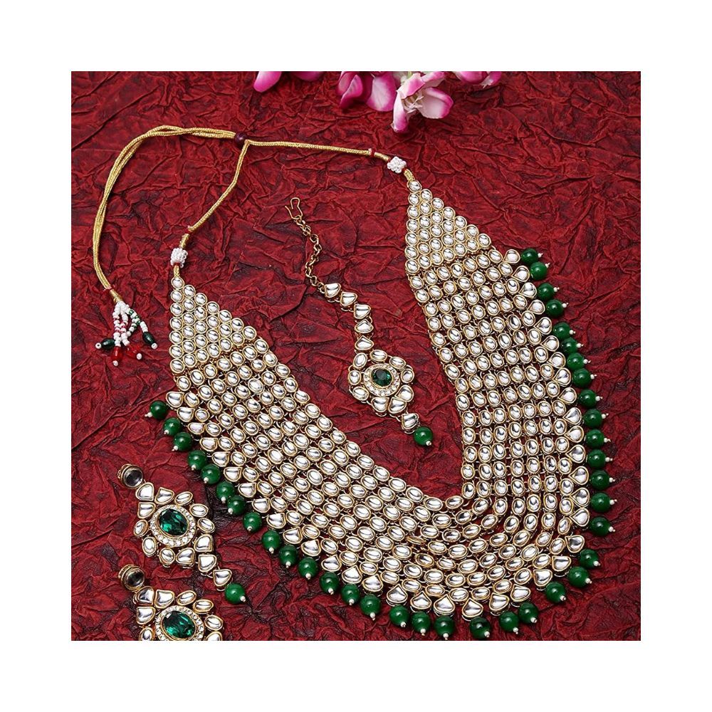 Shining Diva Fashion Latest Stylish Kundan Pearl Traditional Necklace Jewellery Set for Women