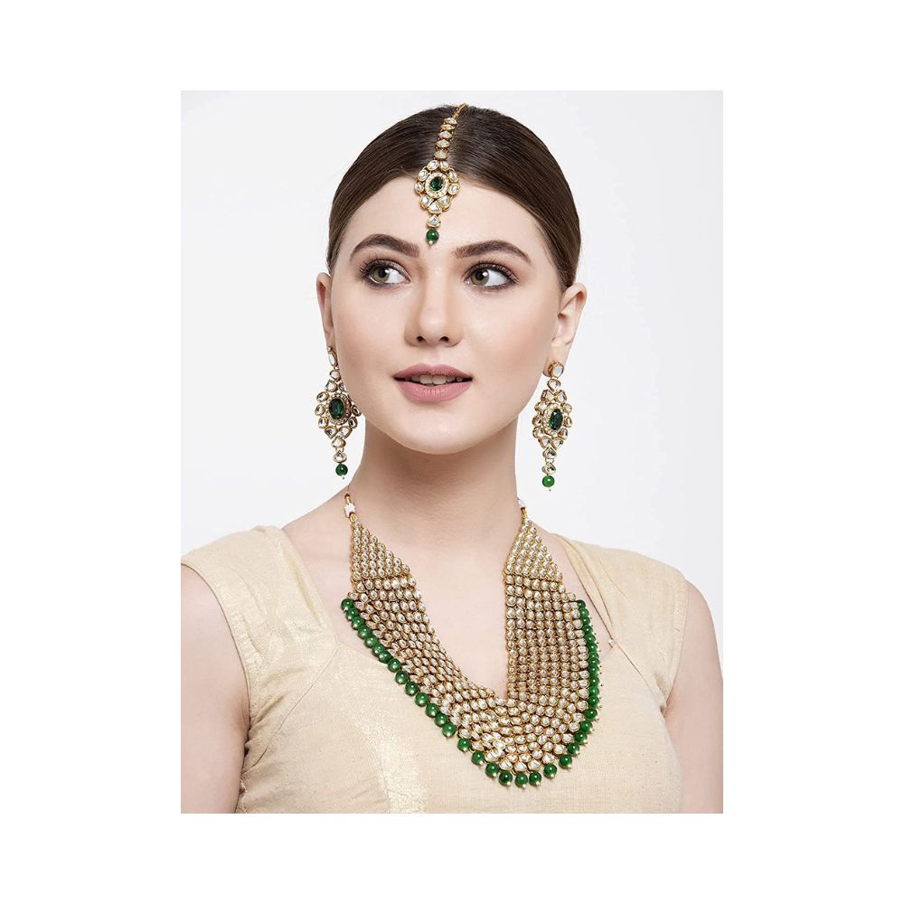 Shining Diva Fashion Latest Stylish Kundan Pearl Traditional Necklace Jewellery Set for Women