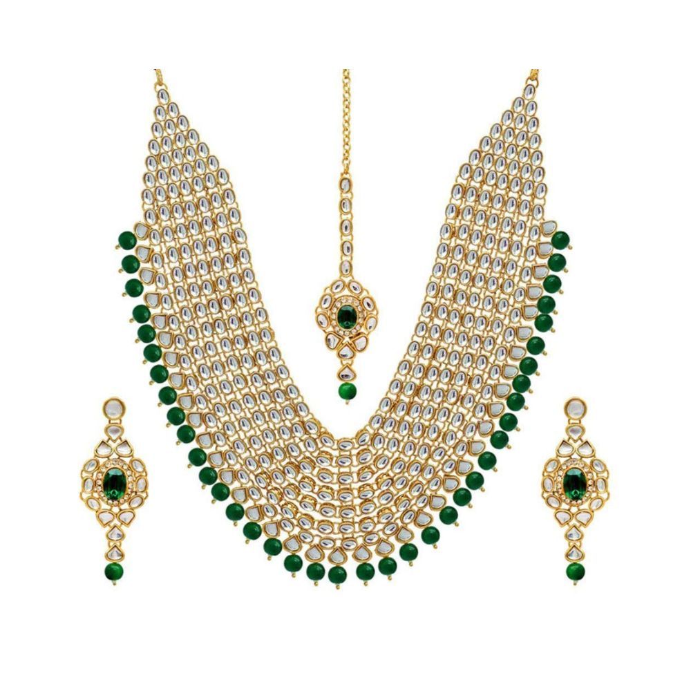 Shining Diva Fashion Latest Stylish Kundan Pearl Traditional Necklace Jewellery Set for Women