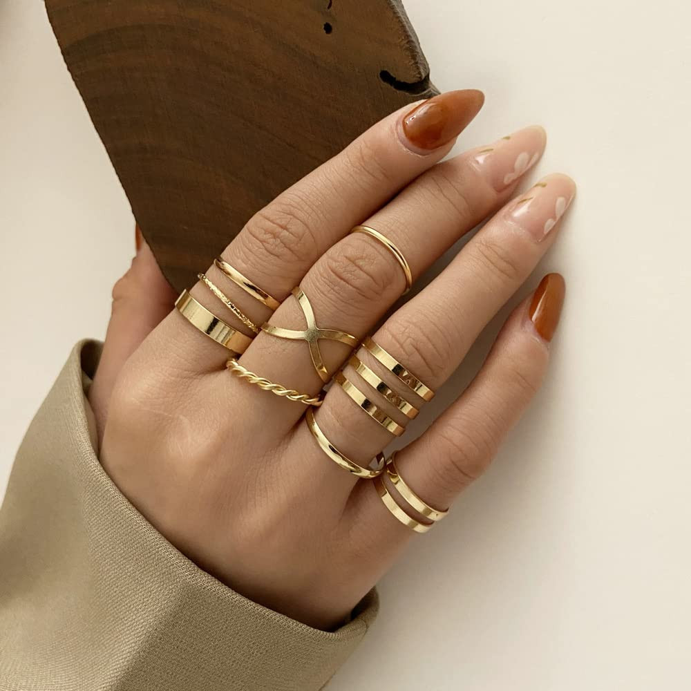 CanB Gold Ring Set Stylish Finger Ring Set Boho Stackable Rings Charm  Knuckle Finger Joint Ring Set Stacking Mid Rings Stack Ring Jewelry for  Women and Girls(13 Pcs) : Amazon.in: Jewellery