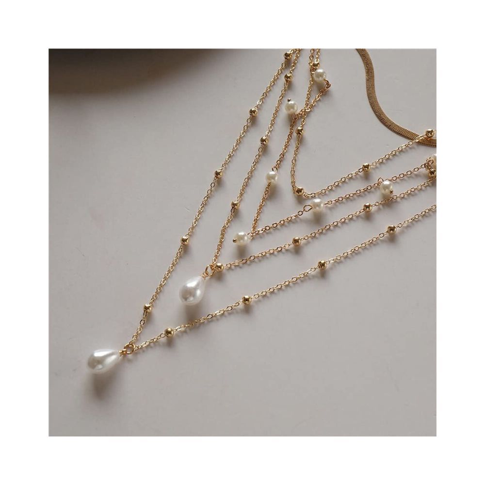 Shining Diva Fashion Latest Stylish Multilayer Metal Chain Pendant Necklace for Women (A12705np), Gold09