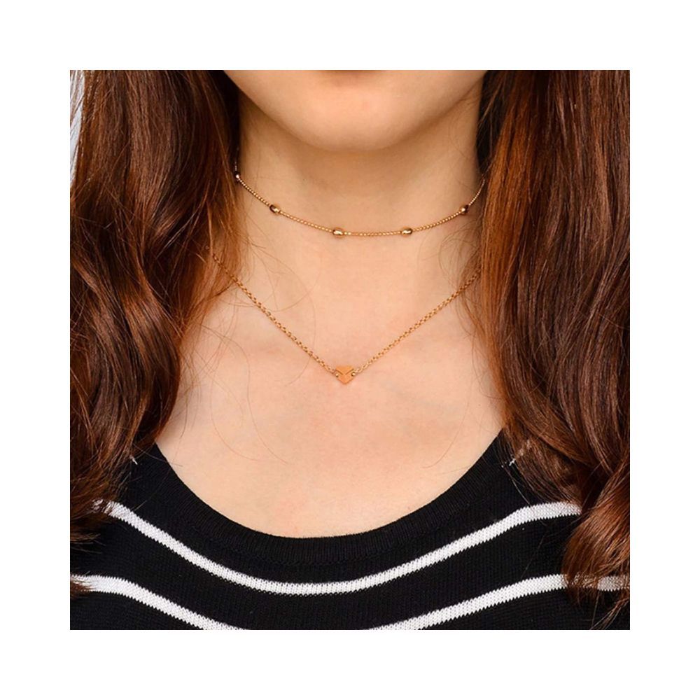 Shining Diva Fashion Stylish Multilayer Chain Pendant Necklace for Women and Girls