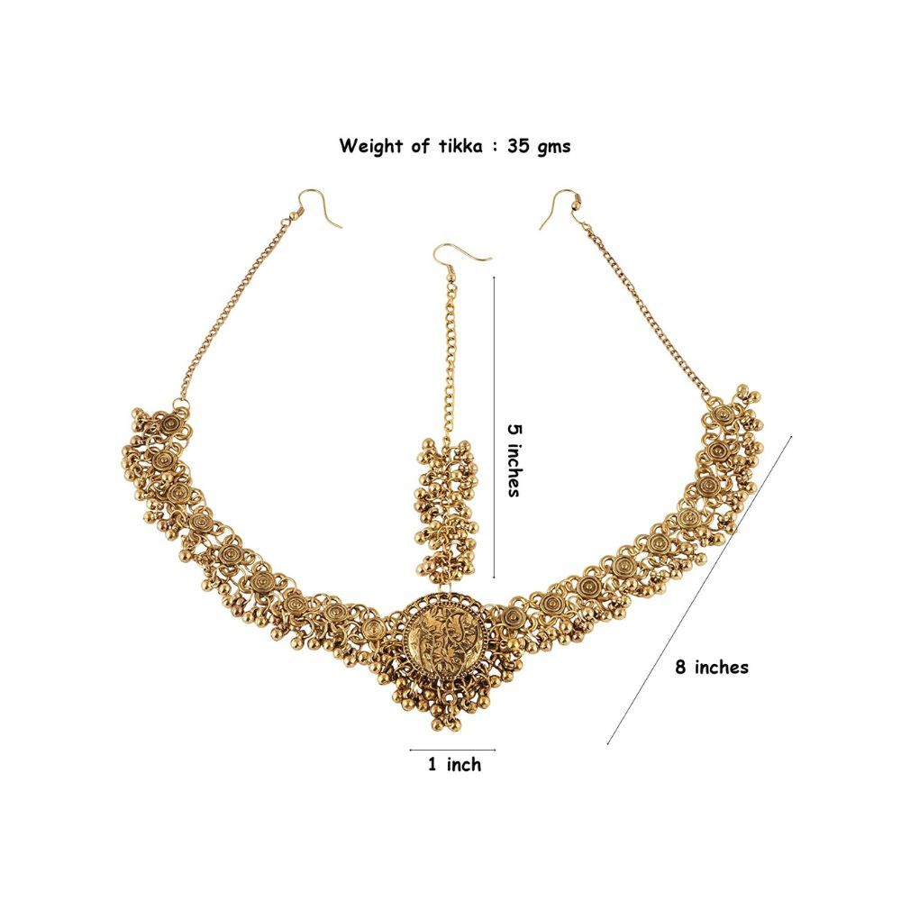 Shreyadzines Ethnic Wedding Bridal Navratri Garba Oxidized Silver Maang Tikka Tika Matha Patti for Women and Girls