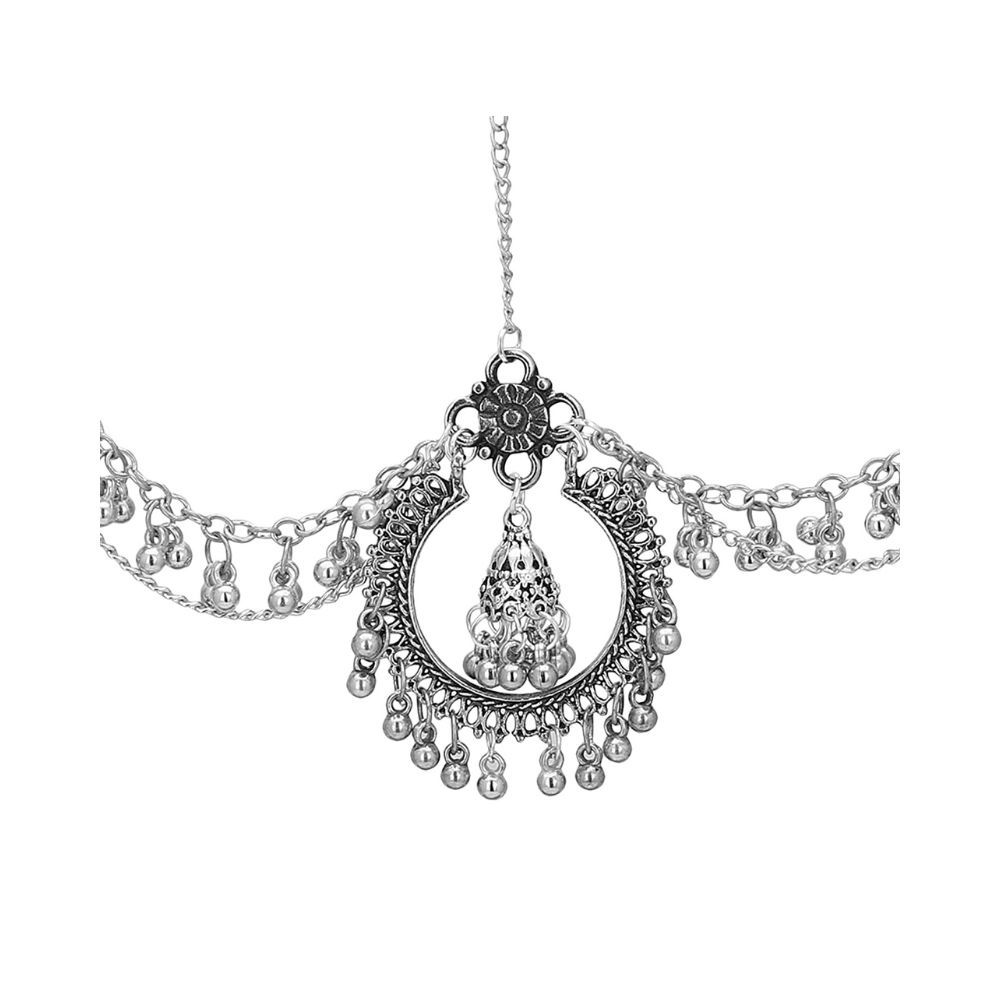 Shreyadzines Ethnic Wedding Bridal Navratri Sale Oxidized Silver Maang Tikka Matha Patti for Women and Girls