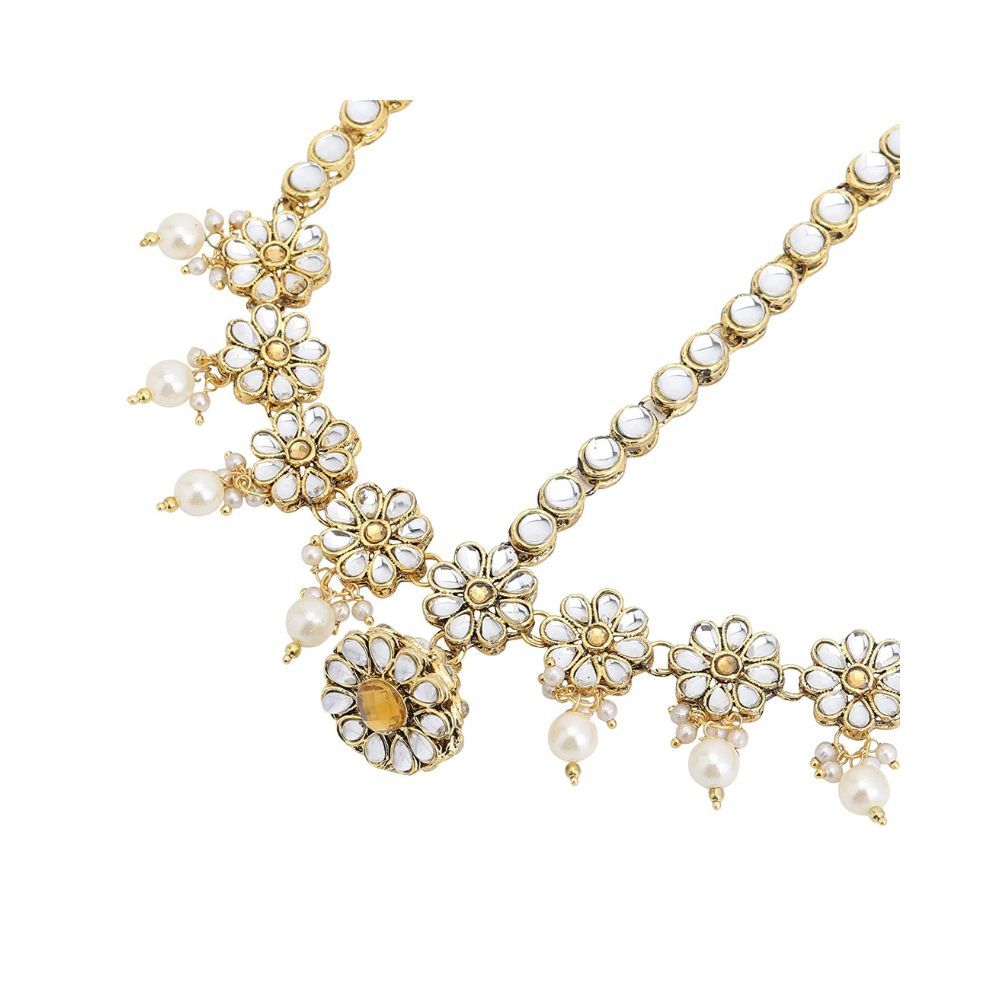 Shreyadzines Wedding Golden Metal CZ Kundan Stone Matha Patti/Head Accessory/Tikka