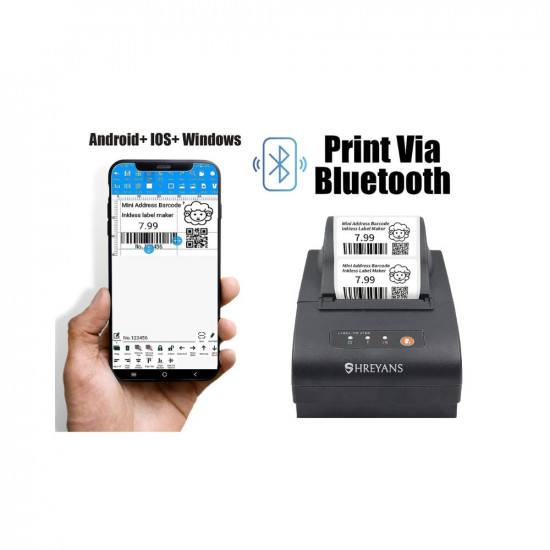 SHREYANS 58mm (2inch) Thermal Label + Receipt Printer can Printer Barcode Tag, MRP Tag, Name Tag Many More (Non Batery Backup)