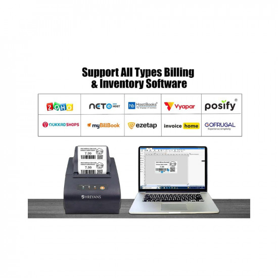 SHREYANS 58mm (2inch) Thermal Label + Receipt Printer can Printer Barcode Tag, MRP Tag, Name Tag Many More (Non Batery Backup)