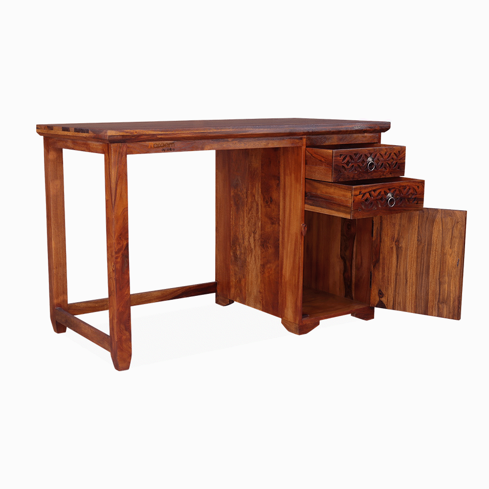 Aaram By Zebrs  Solid Sheesham Wood Study Table with Chair for Students Laptop Office Desk Workstation Writing Table  Furniture (Walnut Finish)
