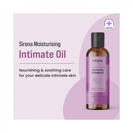 Sirona Moisturising Intimate Oil for Men and Women - 100 ml to Prevents Dryness, Soothes Irritation & Calms Skin with Coconut Oil