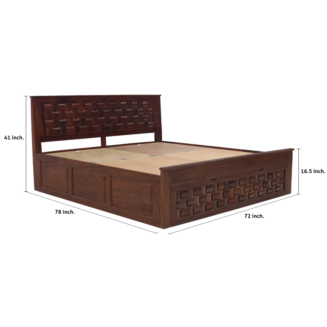 AARAM Wooden  Double Bed with Bottom Storage