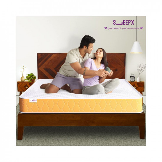 SleepX Dual Comfort Mattress 5 inch Queen Bed Size, High Density (HD) Foam- Medium Soft & Hard (Orange, 78x60x5 Inches)