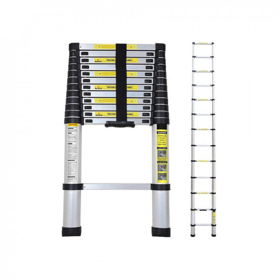 Smarty 3.8 Meter Portable Aluminium Telescopic Ladder (12.5 Feet), Silver