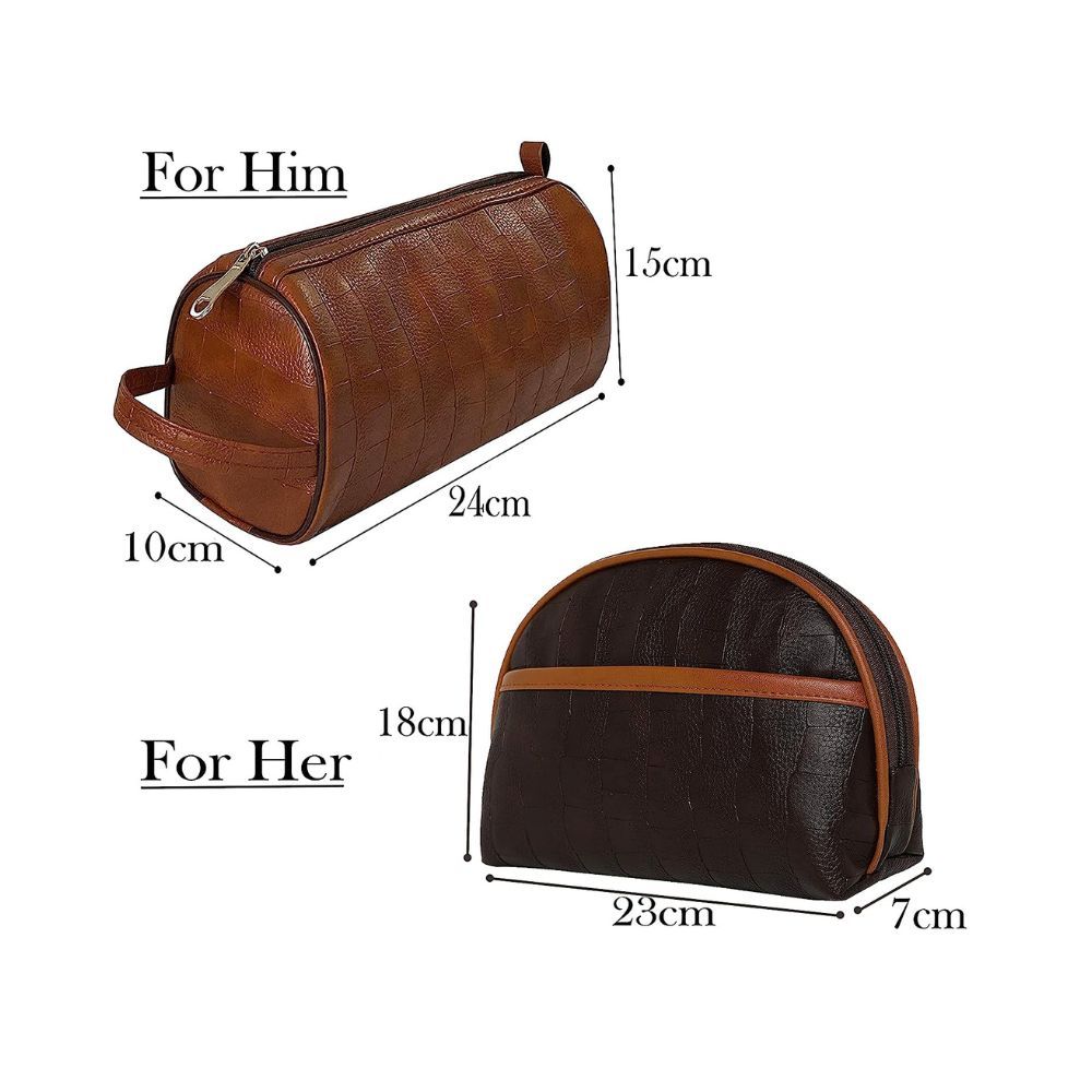 SNDIA Set of 2 PU Leather Travel Pouch Toiletry Bag