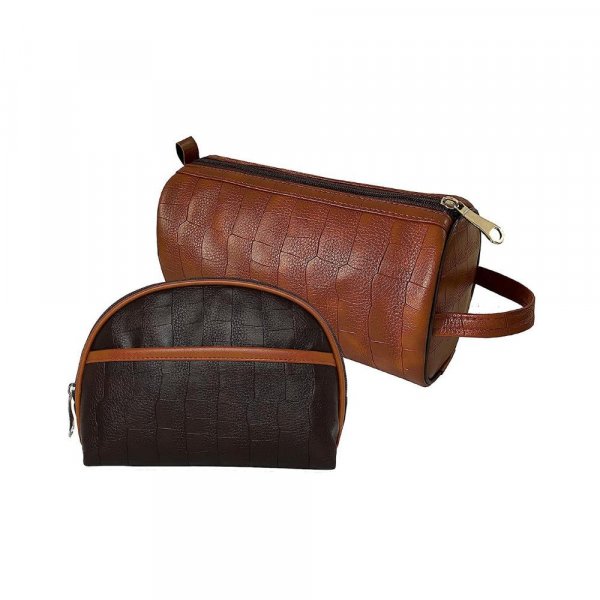 SNDIA Set of 2 PU Leather Travel Pouch Toiletry Bag