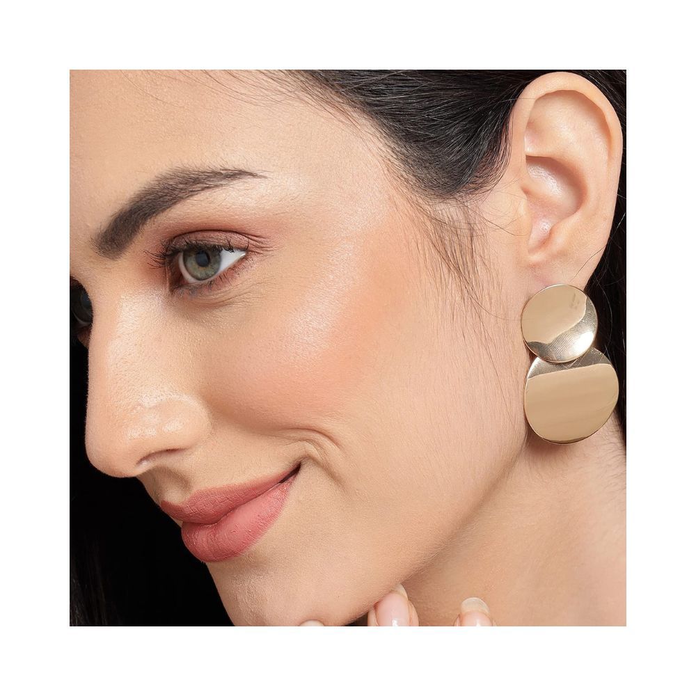 SOHI Brass Gold Plated Light Weight Push Closure Modern Statement Western Drop Earrings forWomen