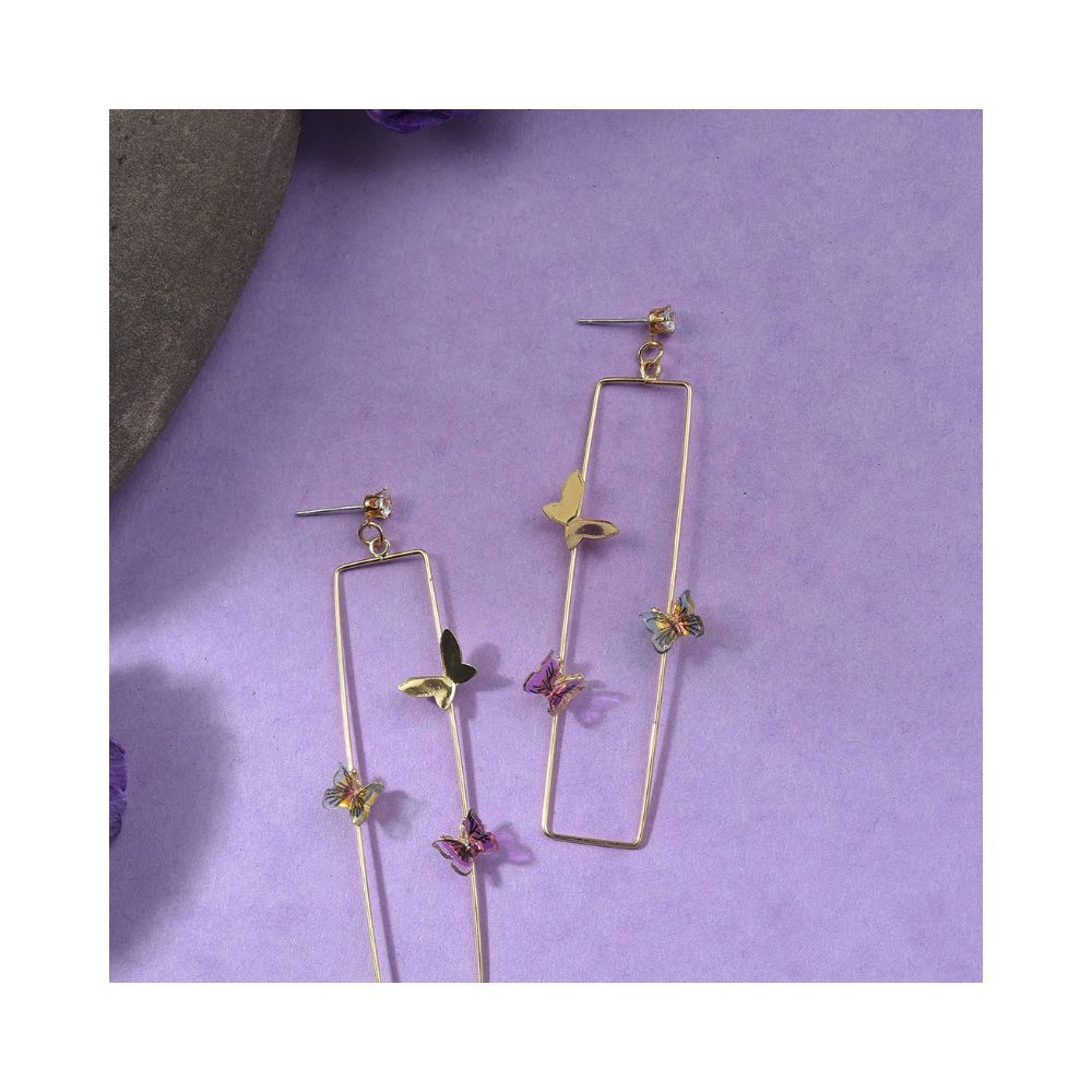 SOHI Butterfly Inspired Rectangle Earrings set for women