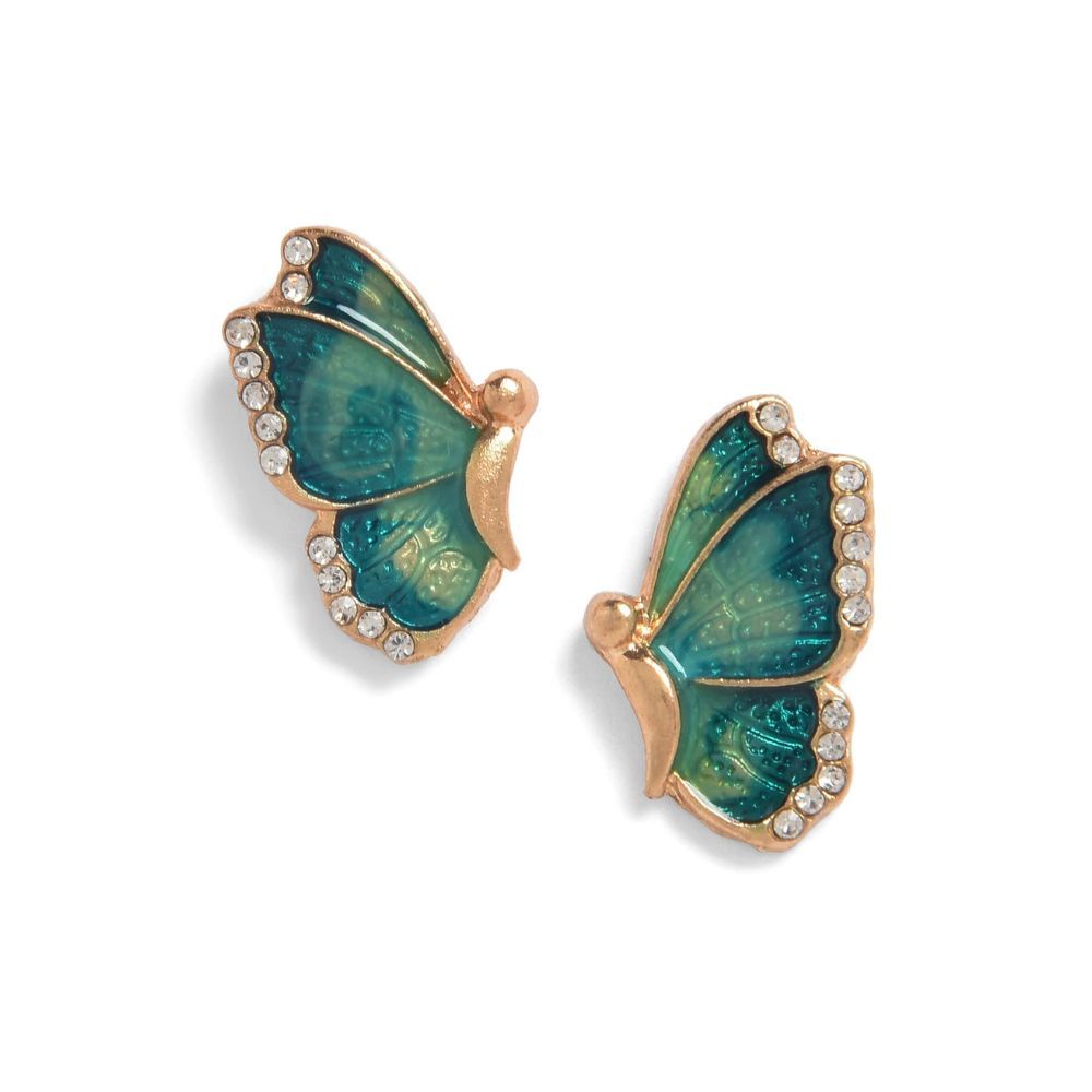 SOHI Enamel Gold Plated Butterfly Shaped Studs Earrings forwomen