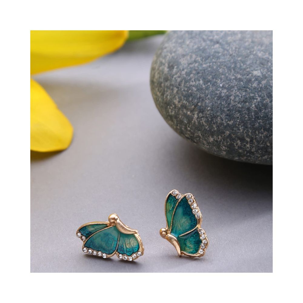 SOHI Enamel Gold Plated Butterfly Shaped Studs Earrings forwomen