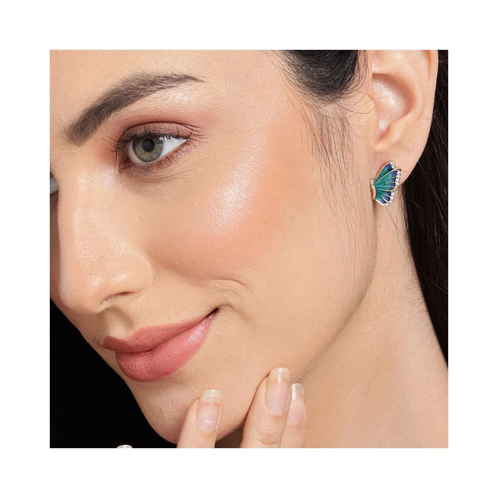 SOHI Enamel Gold Plated Butterfly Shaped Studs Earrings forwomen