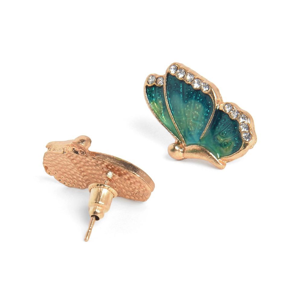 SOHI Enamel Gold Plated Butterfly Shaped Studs Earrings forwomen