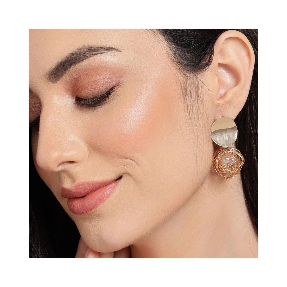 SOHI Gold Plated Contemporary Brass & Pearl Drop Earrings for Women & Girls