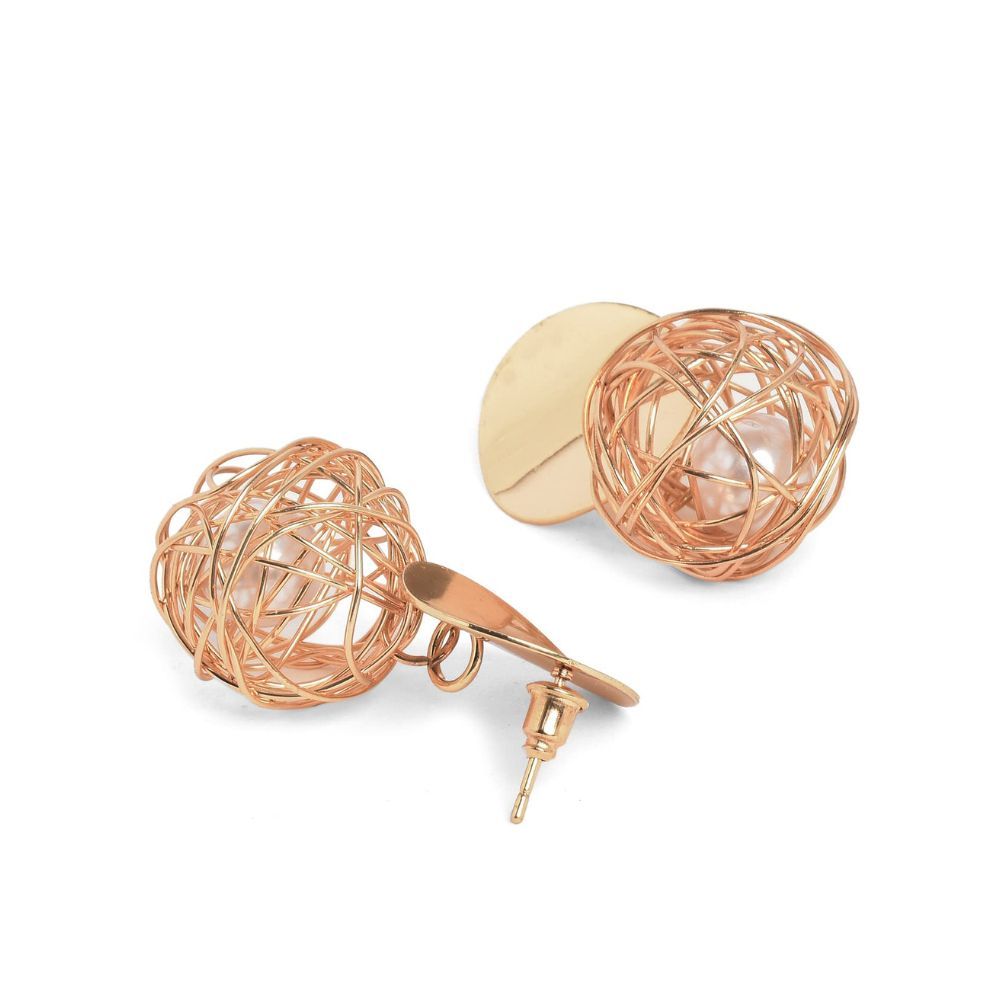 SOHI Gold Plated Contemporary Brass & Pearl Drop Earrings for Women & Girls