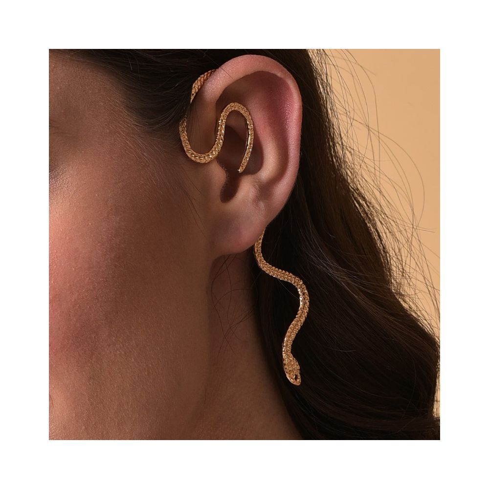 SOHI Gold Plated Snake Design Cuff Earrings for women
