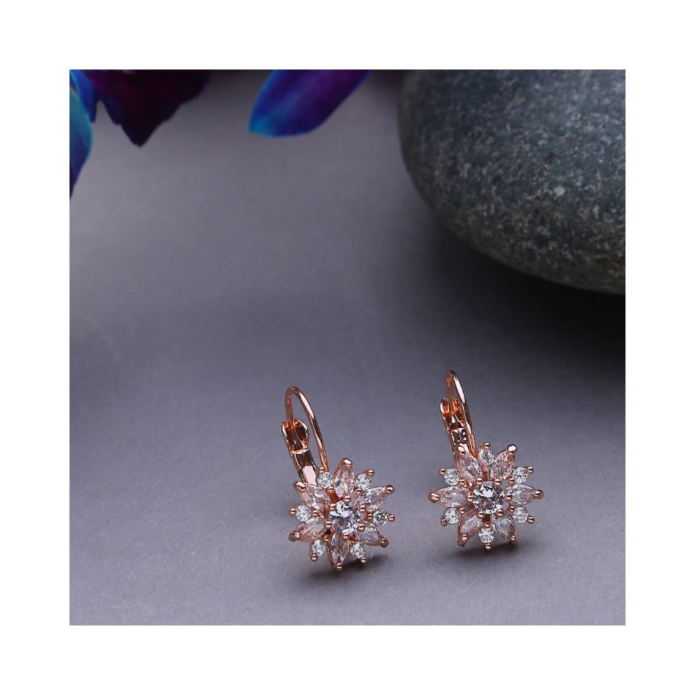 Tri Color Flower shape Natural Diamond Earrings  caratcafe  CaratCafeInd