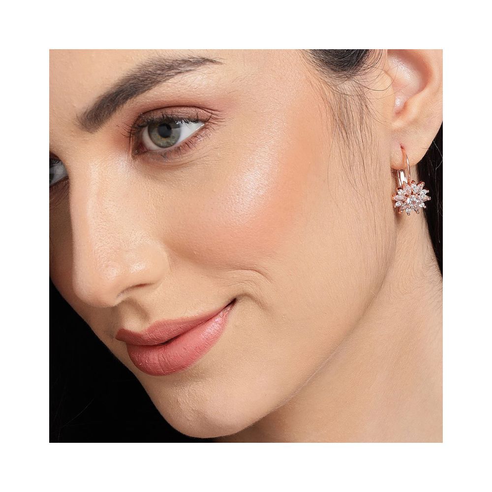 SOHI Rose Gold plated Brass Crystal Earrings for women & girls