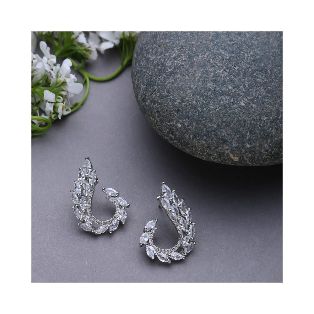 SOHI Silver Plated Stud Earrings for Women, Rhinestone Stud earring for Women