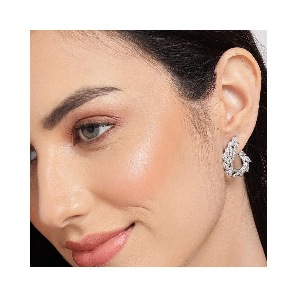 SOHI Silver Plated Stud Earrings for Women, Rhinestone Stud earring for Women