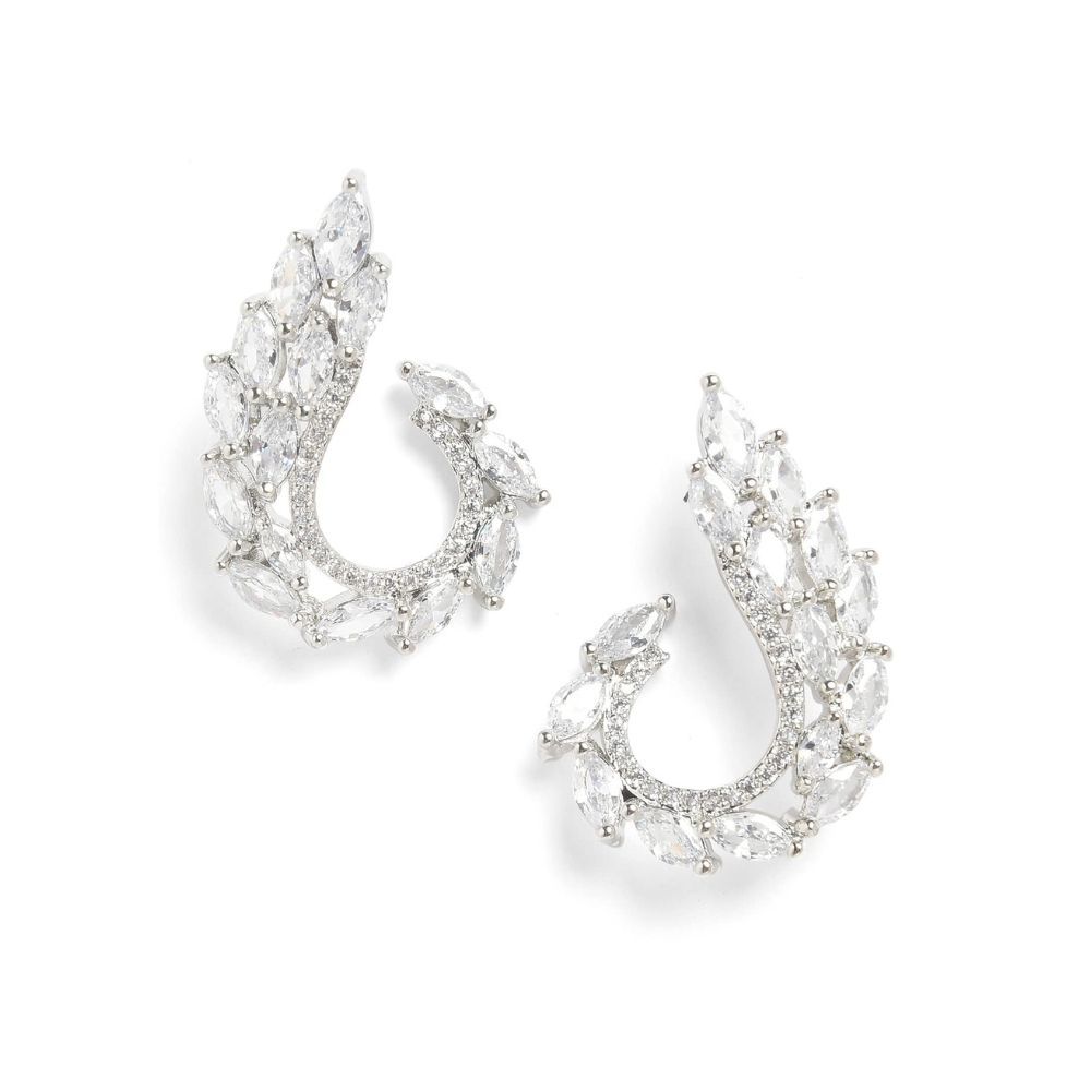 SOHI Silver Plated Stud Earrings for Women, Rhinestone Stud earring for Women