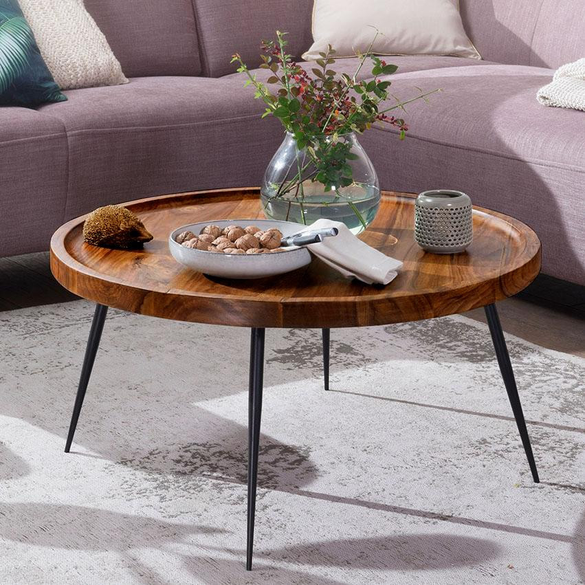 Solid Wood Indiana Lass Round Coffee Table  Stone - Image 2