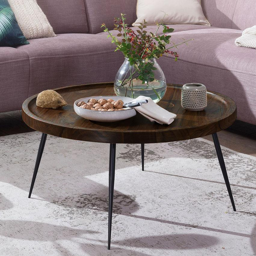 Solid Wood Indiana Lass Round Coffee Table  Walnut - Image 1