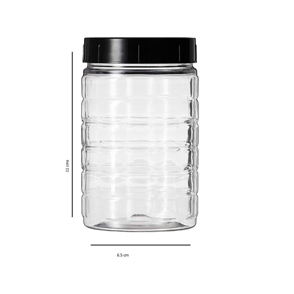 Solimo Spice Jar, 200 ml, Set of 8, Black, Plastic