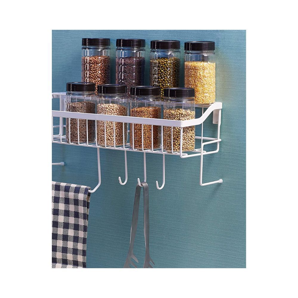 Solimo Spice Jar, 200 ml, Set of 8, Black, Plastic