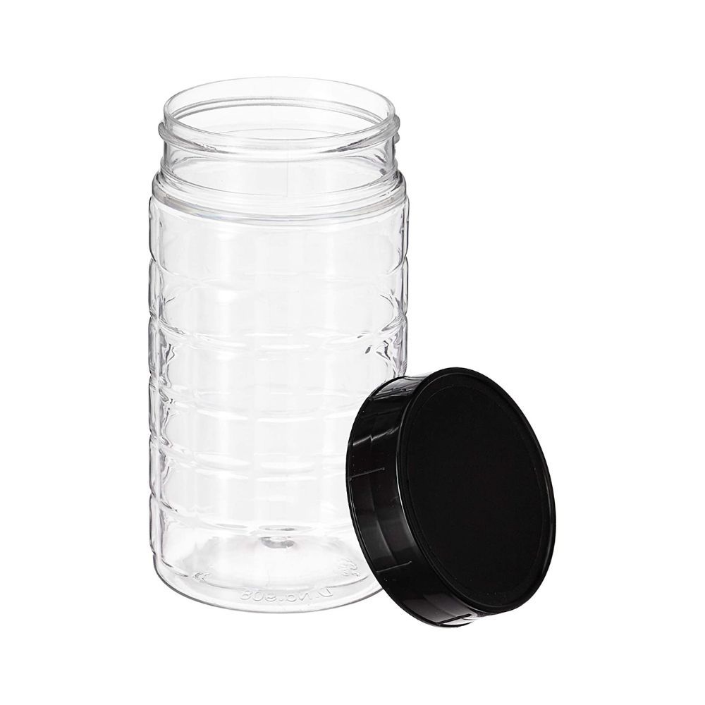 Solimo Spice Jar, 200 ml, Set of 8, Black, Plastic