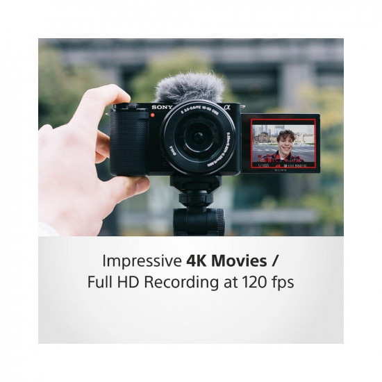 Sony Alpha ZV-E10L 24.2 Mega Pixel Interchangeable-Lens Mirrorless vlog Camera with 16-50 mm Lens, Made for Creators (APS-C Sensor, Advanced Autofocus, Clear Audio, 4K Movie Recording) - Black, Compact