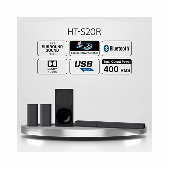 Sony HT S20R Real 5 1ch Dolby Digital Soundbar for TV with subwoofer and Compact Rear Speakers