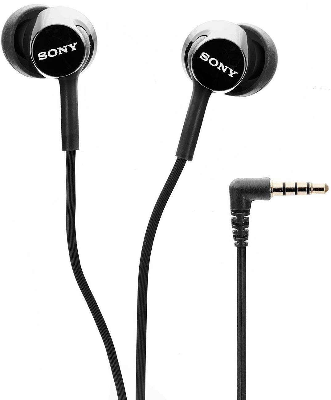 Sony MDR-EX155AP Wired in Ear Headphones with Tangle Free Cable 35mm Jack Headset with Mic for Phone Calls and 1 Year Warranty - Black
