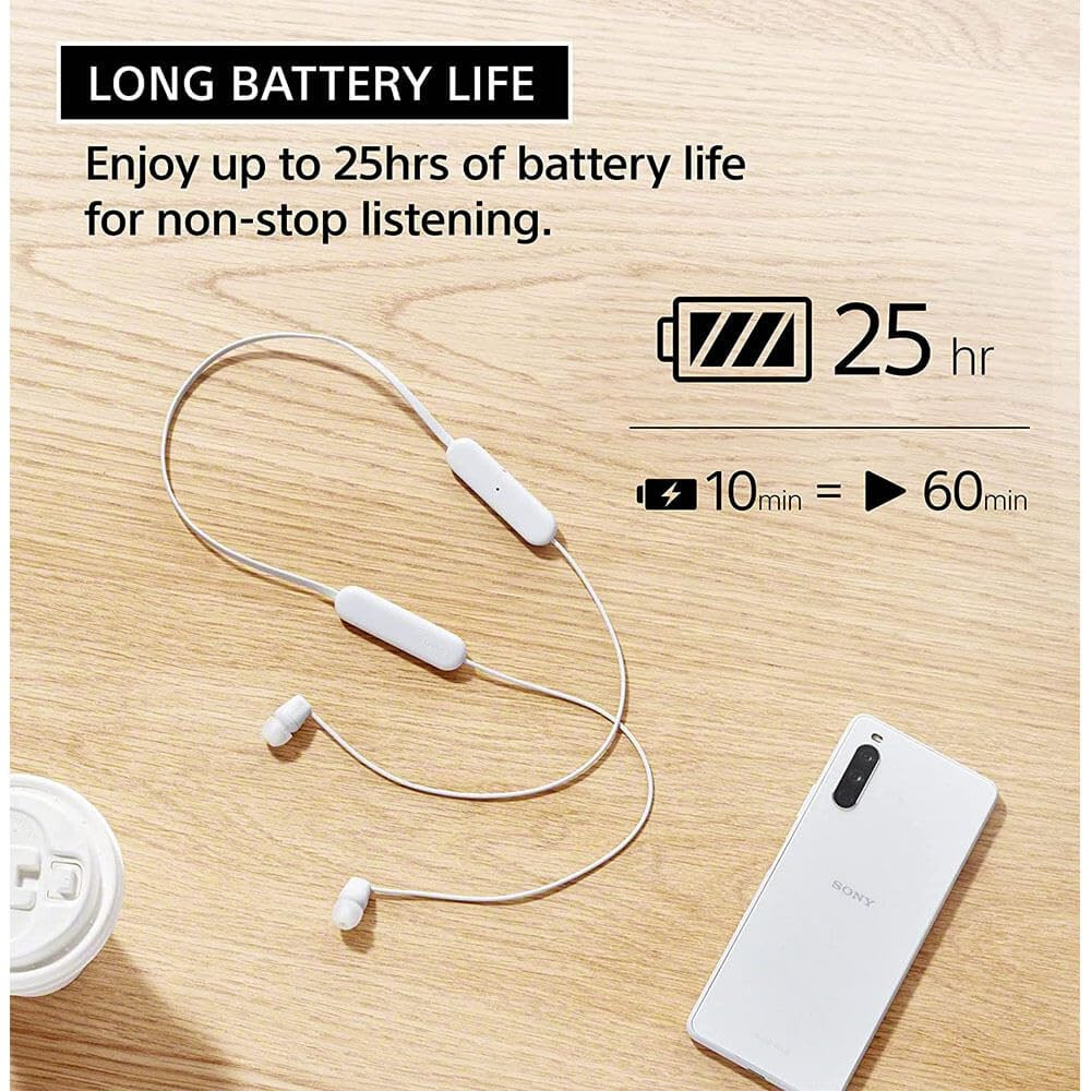 Sony WI-C100 Wireless Headphones with Customizable Equalizer for Deep Bass  25 Hrs Battery DSEE-Upscale Splash Proof 360RA Fast Pair in Ear Bluetooth Headset with Mic for Phone Calls Black