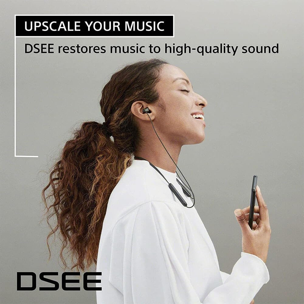 Sony WI-C100 Wireless Headphones with Customizable Equalizer for Deep Bass  25 Hrs Battery DSEE-Upscale Splash Proof 360RA Fast Pair in Ear Bluetooth Headset with Mic for Phone Calls Black