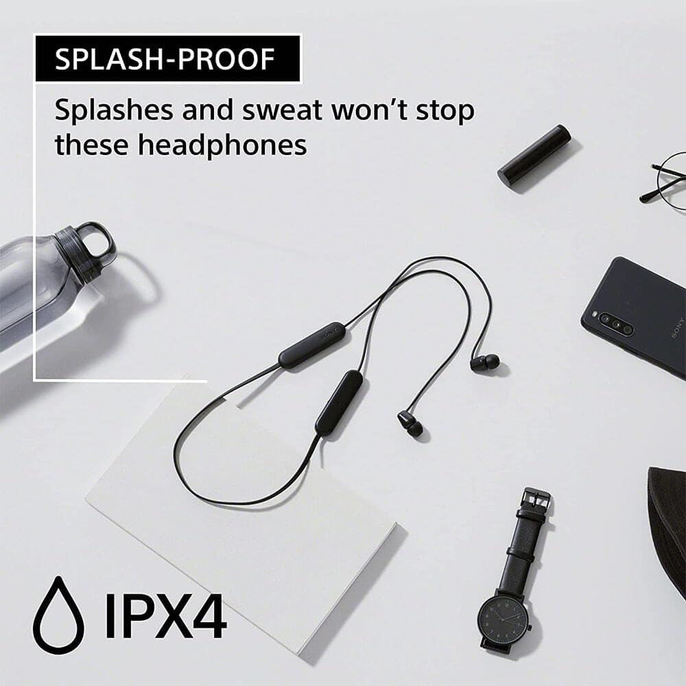 Sony WI-C100 Wireless Headphones with Customizable Equalizer for Deep Bass  25 Hrs Battery DSEE-Upscale Splash Proof 360RA Fast Pair in Ear Bluetooth Headset with Mic for Phone Calls Black