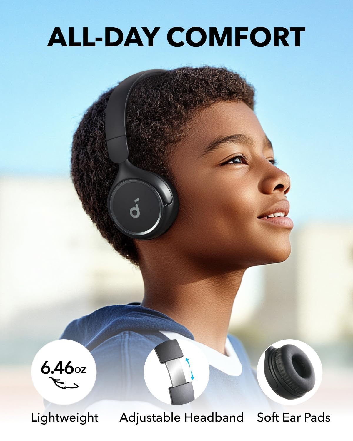 soundcore by Anker H30i Wireless On-Ear Headphones Foldable Design Pure Bass 70H Playtime Bluetooth 53 Lightweight and Comfortable App Connectivity Multipoint Connection Black