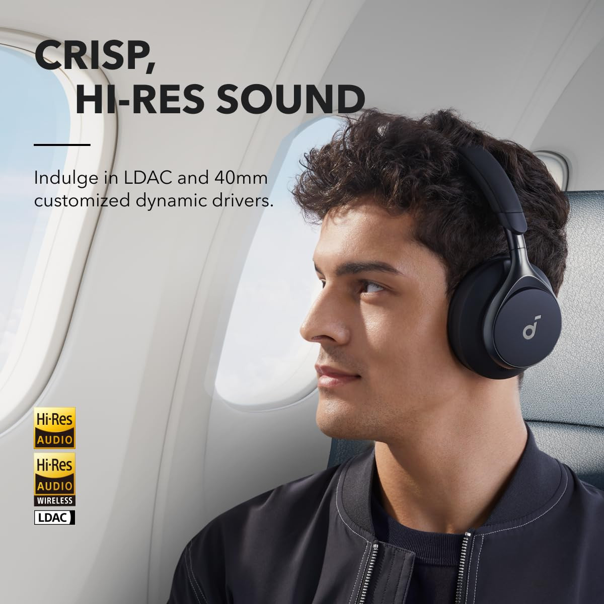soundcore by AnkerSpace One Active Noise Cancelling Bluetooth Over Ear Headphones with Travel Pouch2X Stronger Voice Reduction40H ANC PlaytimeApp ControlLdac Hi-ResErgo Design for Comfort Fit