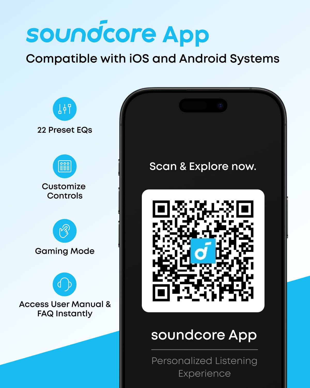 soundcore R50I NC by Anker Noise Cancelling in Ear EarbudsStrong 42Db Adaptive Noise CancellingPowerful Bass45H Playtime2-in-1 Case and Phone StandIp54Fast Charge 10Min120 MinBluetooth 54