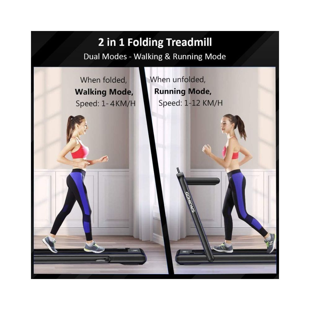 Sparnod Fitness STH-3000 Series (4 HP Peak) 2 in 1 Foldable Treadmill for Home